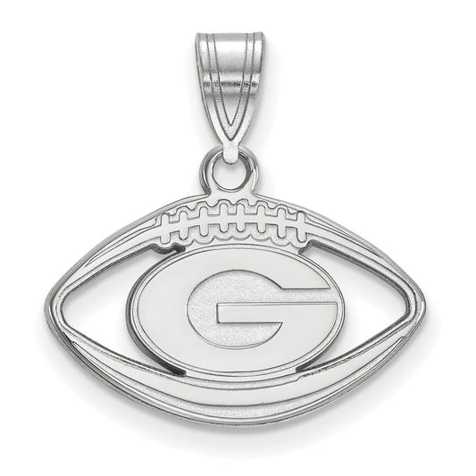 Sterling Silver Rhodium Plated Logoart University Of Georgia Letter G Football Pendant