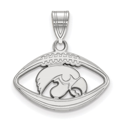 Sterling Silver Rhodium Plated Logoart University Of Iowa Hawk Football Pendant