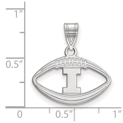 Sterling Silver Rhodium Plated Logoart University Of Illinois Letter I Football Pendant
