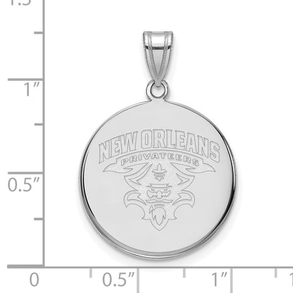 10K White Gold Logoart University Of New Orleans U N O Large Disc Pendant