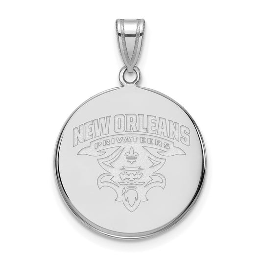 10K White Gold Logoart University Of New Orleans U N O Large Disc Pendant