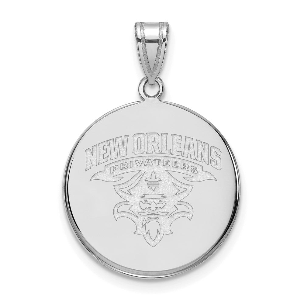 14K White Gold Logoart University Of New Orleans U N O Large Disc Pendant
