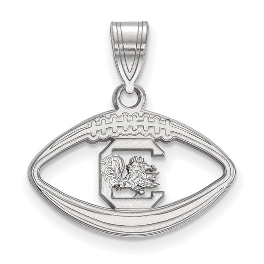 Sterling Silver Rhodium Plated Logoart University Of South Carolina Football Pendant