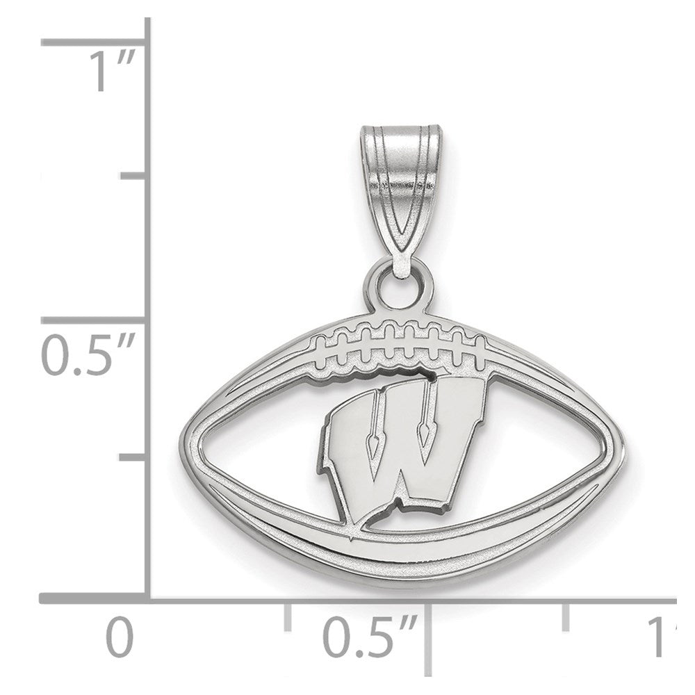 Sterling Silver Rhodium Plated Logoart University Of Wisconsin Football Pendant