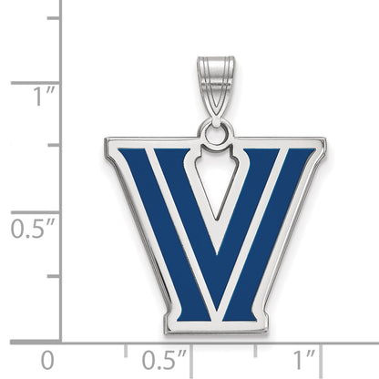 Sterling Silver Rhodium Plated Logoart Villanova University Letter V Large Enameled Pendant