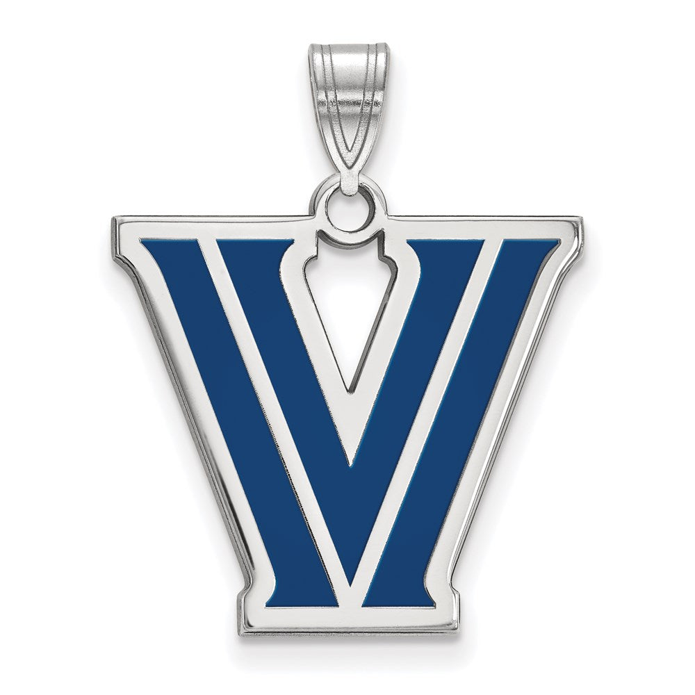 Sterling Silver Rhodium Plated Logoart Villanova University Letter V Large Enameled Pendant