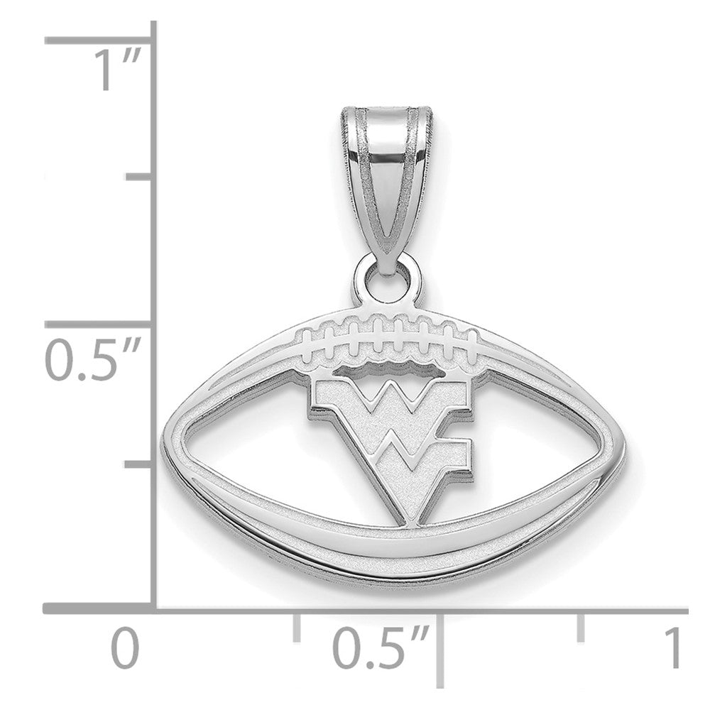 Sterling Silver Rhodium Plated Logoart West Virginia University W V Football Pendant