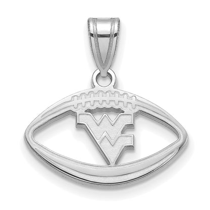 Sterling Silver Rhodium Plated Logoart West Virginia University W V Football Pendant