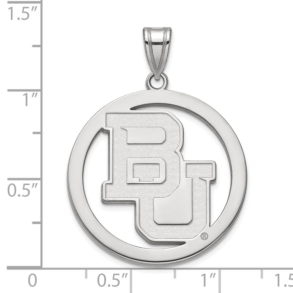 Sterling Silver Rhodium Plated Logoart Baylor University Bears Extra Large Circle Pendant