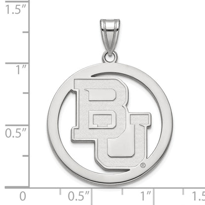 Sterling Silver Rhodium Plated Logoart Baylor University Bears Extra Large Circle Pendant