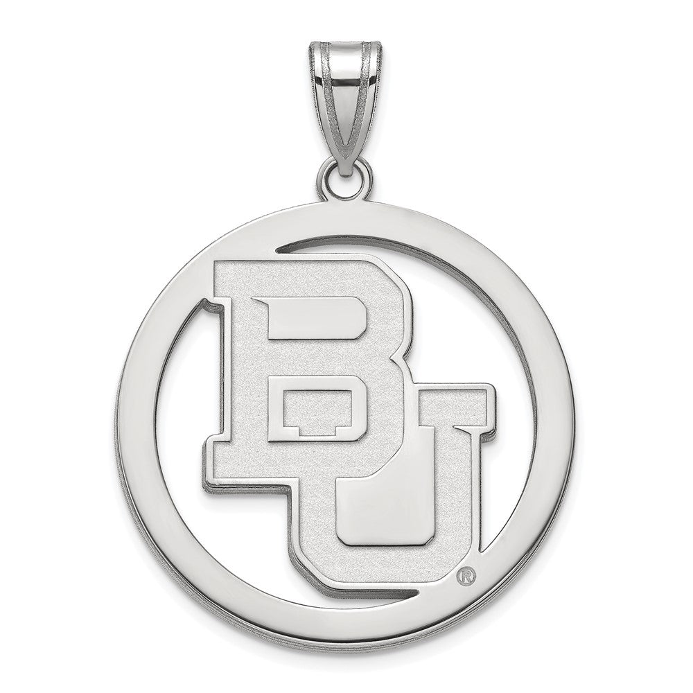 Sterling Silver Rhodium Plated Logoart Baylor University Bears Extra Large Circle Pendant