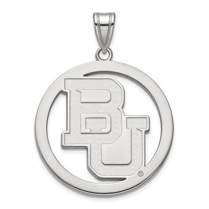 Sterling Silver Rhodium Plated Logoart Baylor University Bears Extra Large Circle Pendant