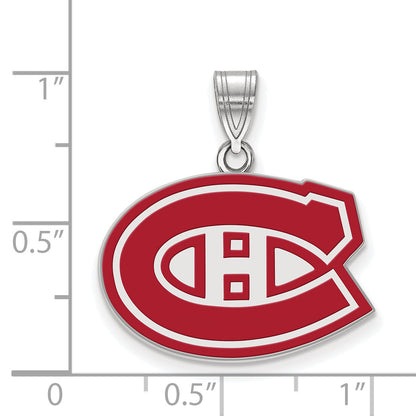 Sterling Silver Rhodium Plated Nhl Logoart Montreal Canadiens Medium Enameled Pendant