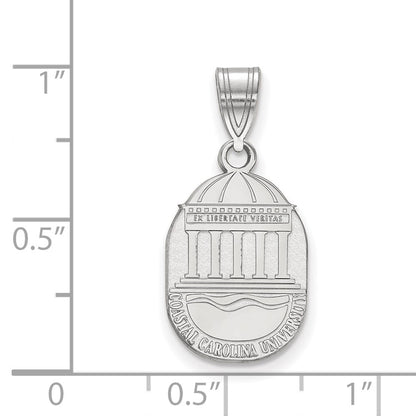 Sterling Silver Rhodium Plated Logoart Coastal Carolina University Medium Crest Pendant