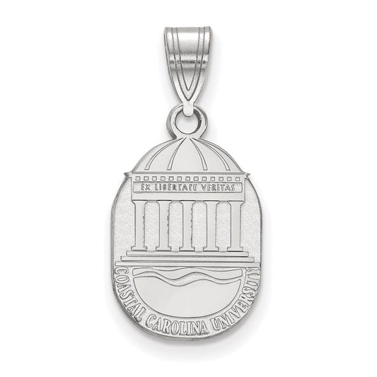 Sterling Silver Rhodium Plated Logoart Coastal Carolina University Medium Crest Pendant