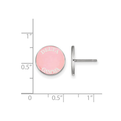 Sterling Silver Rhodium Plated Logoart Delta Gamma Sorority Text Color Enamel Post Earrings