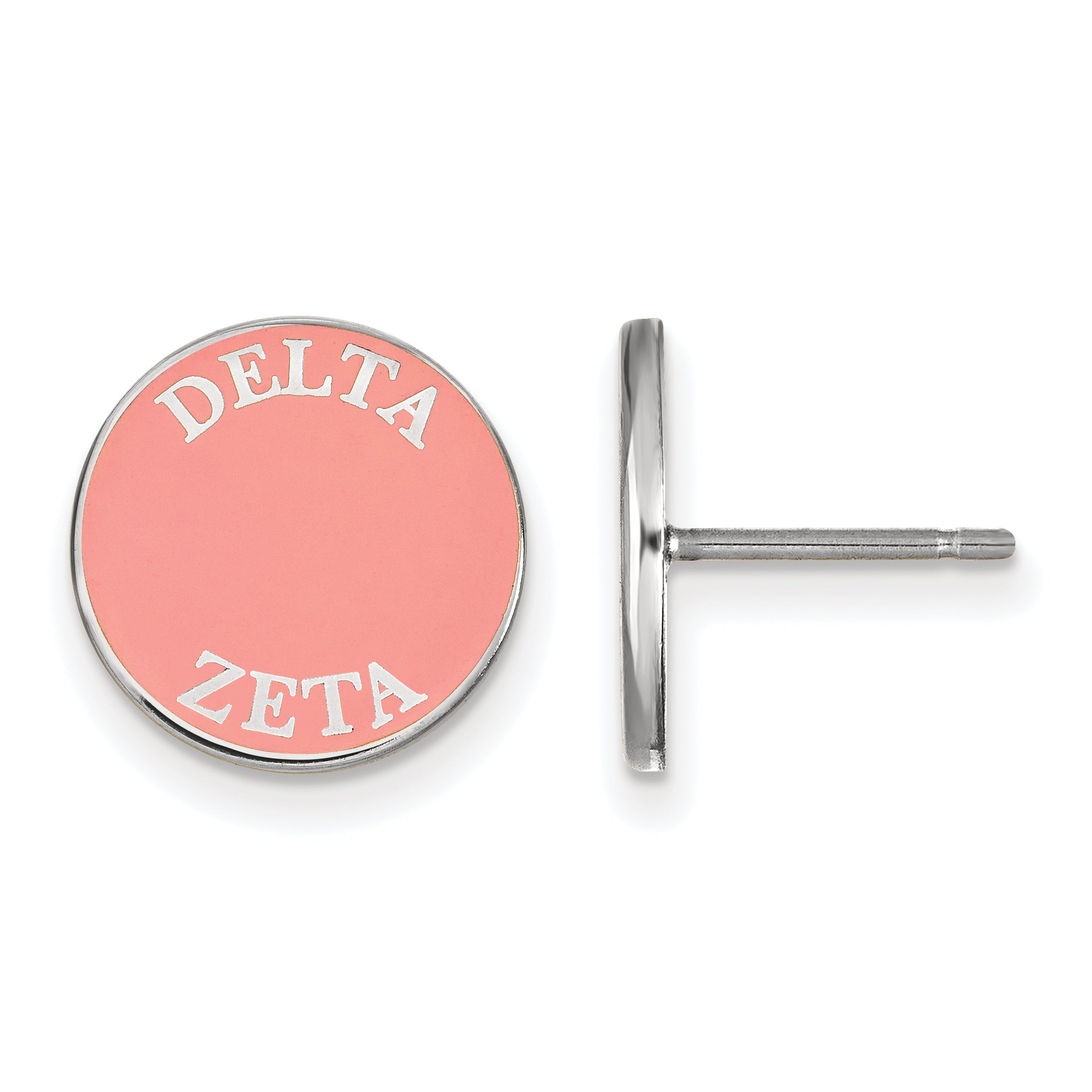 Sterling Silver Rhodium Plated Logoart Delta Zeta Sorority Text Color Enamel Post Earrings