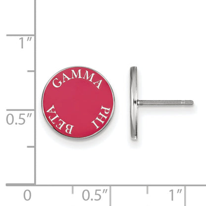 Sterling Silver Rhodium Plated Logoart Gamma Phi Beta Sorority Text Color Enamel Post Earrings