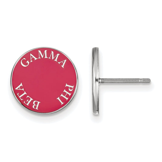 Sterling Silver Rhodium Plated Logoart Gamma Phi Beta Sorority Text Color Enamel Post Earrings