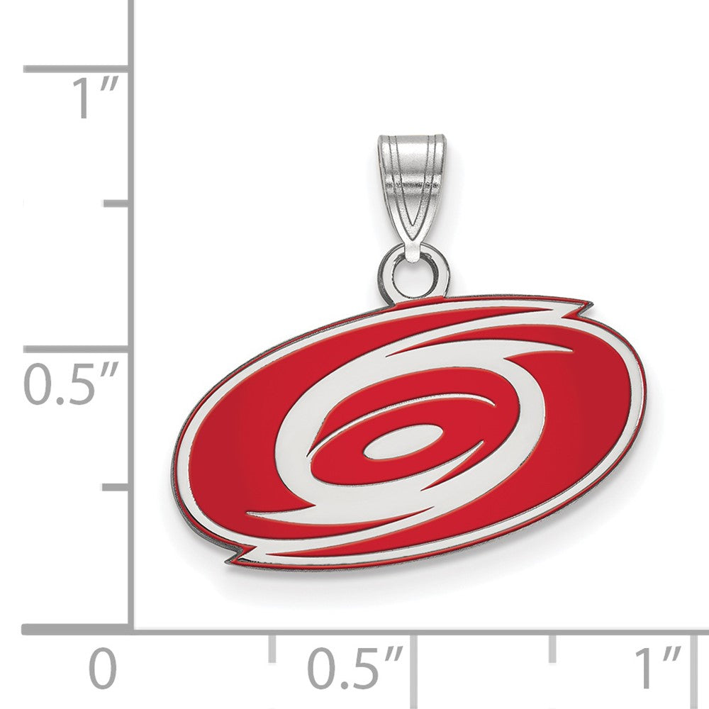 Sterling Silver Rhodium Plated Nhl Logoart Carolina Hurricanes Small Enameled Pendant