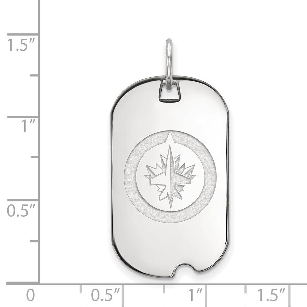 Sterling Silver Rhodium Plated Nhl Logoart Winnipeg Jets Small Dog Tag Pendant
