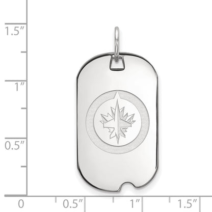 Sterling Silver Rhodium Plated Nhl Logoart Winnipeg Jets Small Dog Tag Pendant