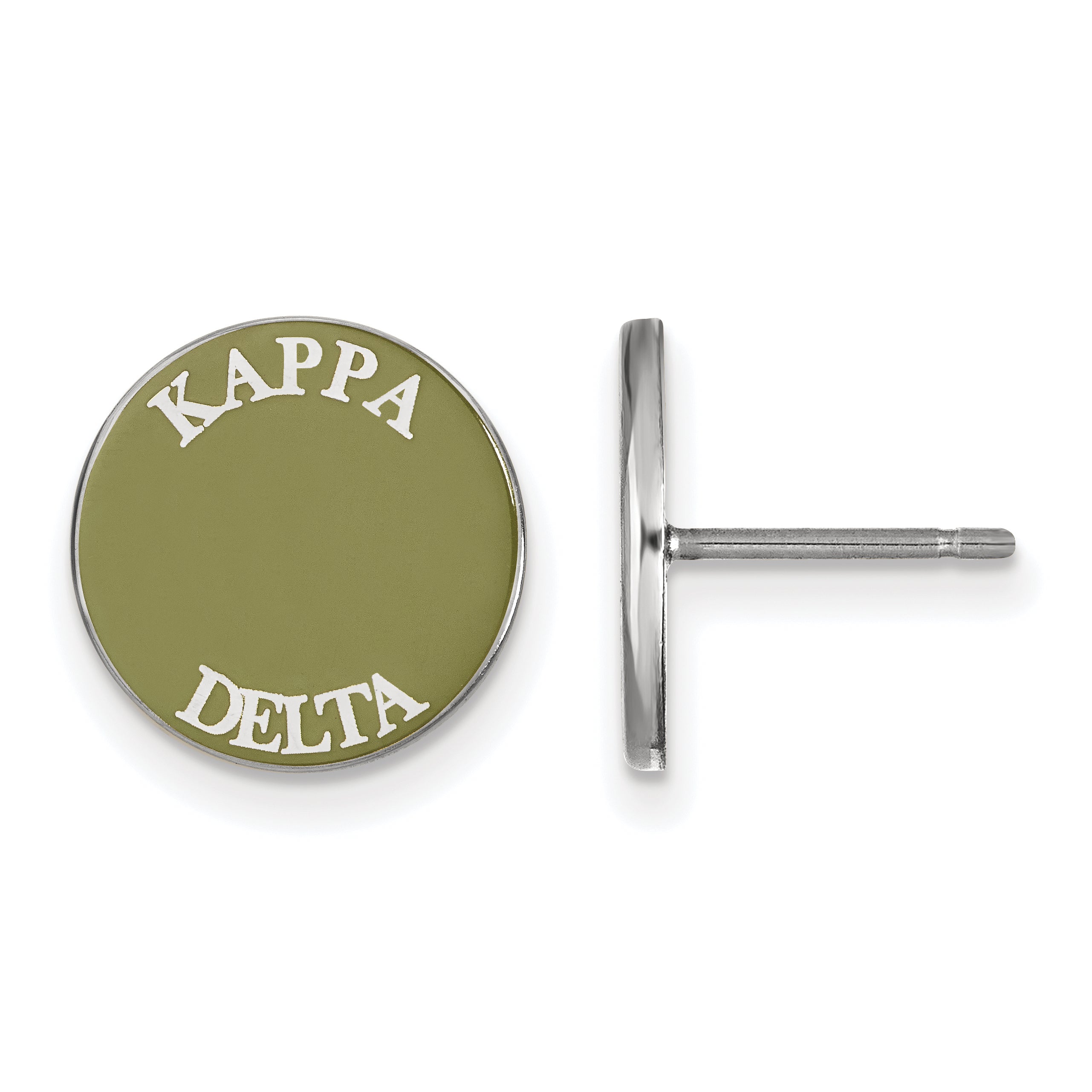 Sterling Silver Rhodium Plated Logoart Kappa Delta Sorority Text Color Enamel Post Earrings