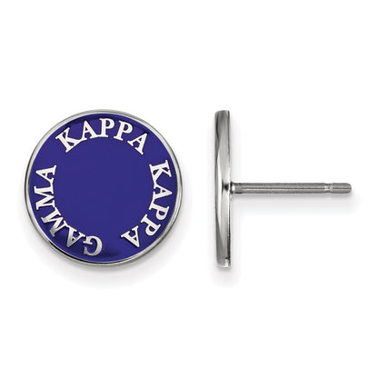 Sterling Silver Rhodium Plated Logoart Kappa Gamma Sorority Text Color Enamel Post Earrings