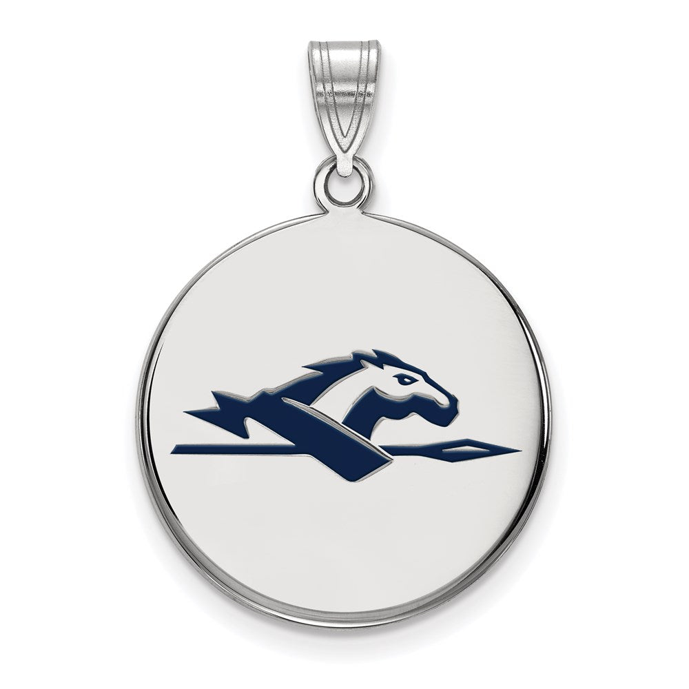 Sterling Silver Rhodium Plated Logoart Longwood University Horse Large Enameled Disc Pendant
