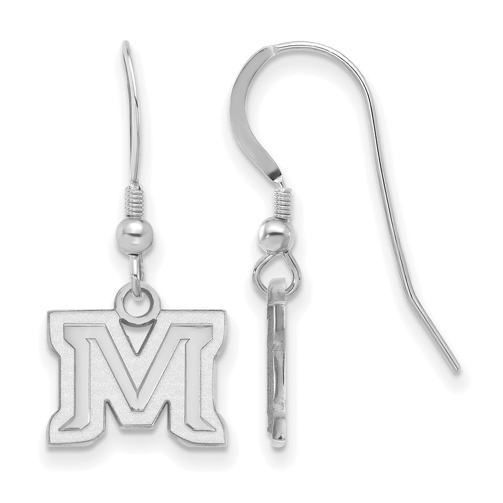 Sterling Silver Rhodium Plated Logoart Montana State University Letter M Extra Small Dangle Wire Earrings