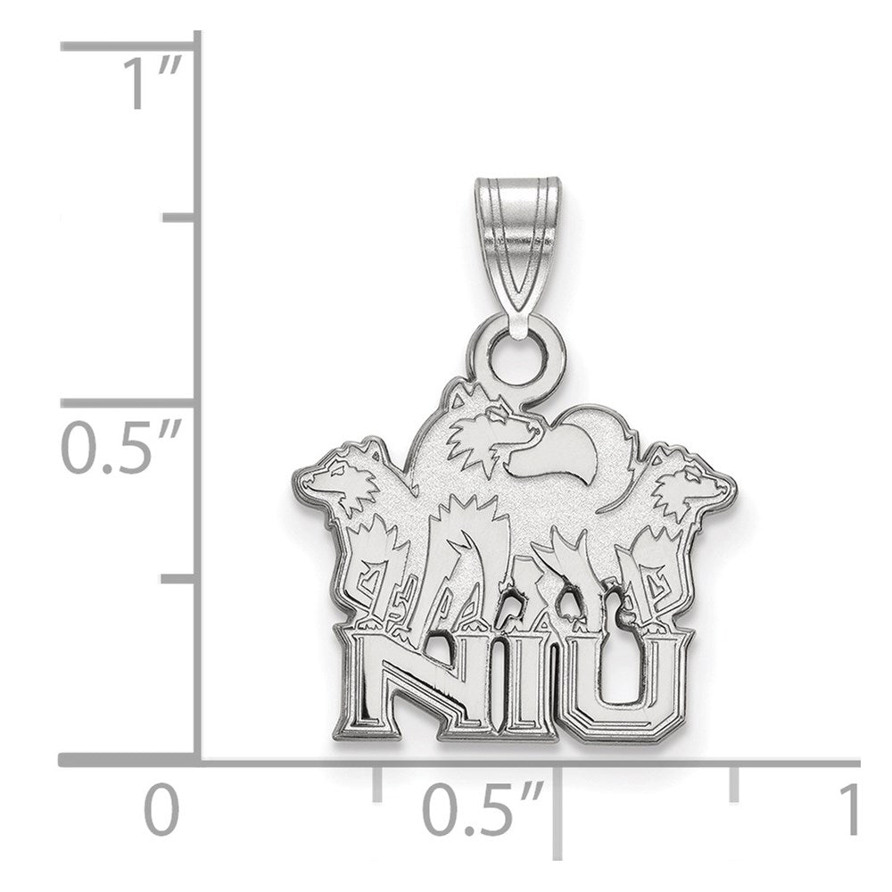 14K White Gold Logoart Northern Illinois University N I U With Huskies Small Pendant