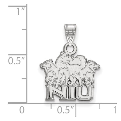 14K White Gold Logoart Northern Illinois University N I U With Huskies Small Pendant