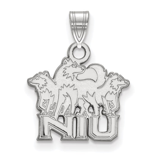 10K White Gold Logoart Northern Illinois University N I U With Huskies Small Pendant