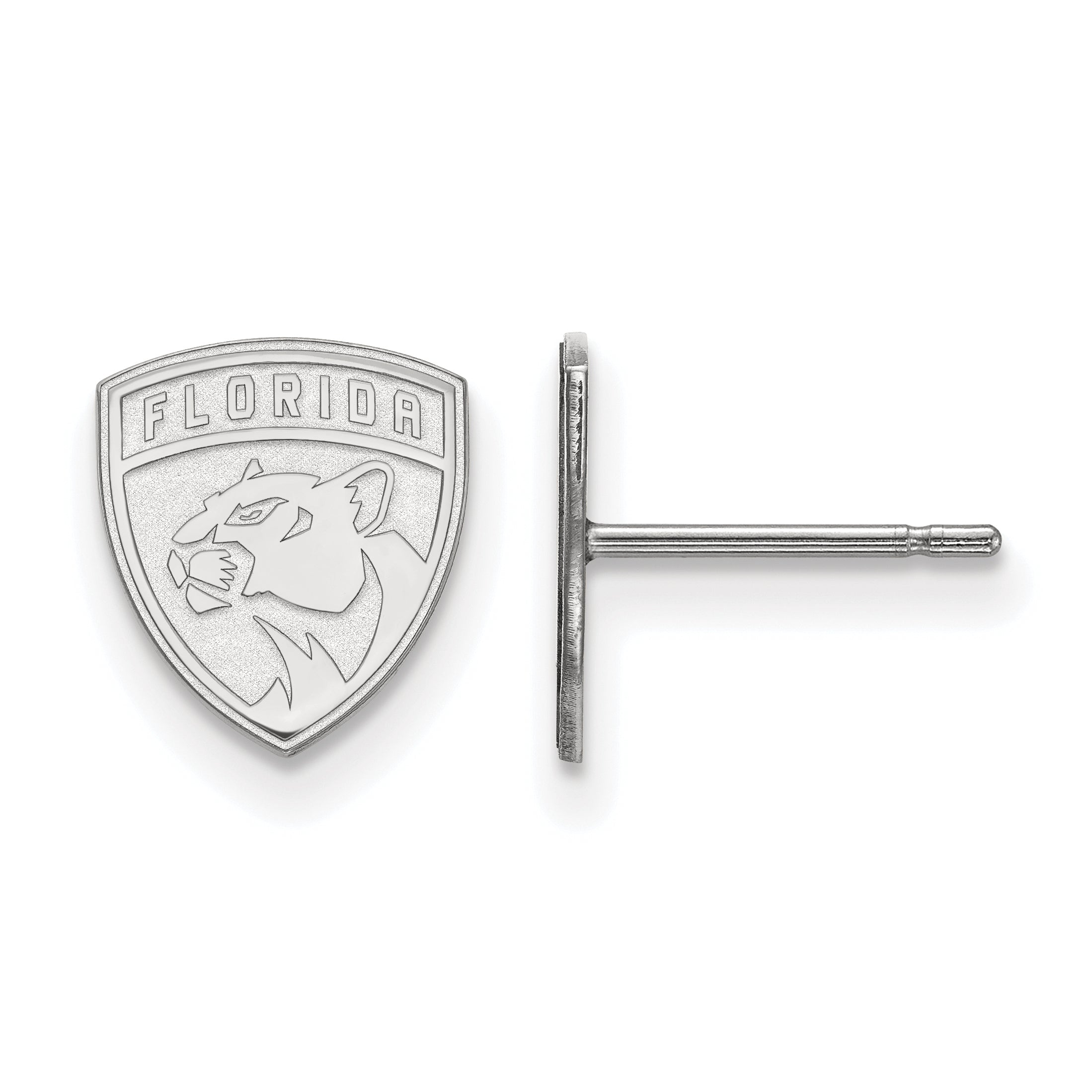 Sterling Silver Rhodium Plated Nhl Logoart Florida Panthers Extra Small Post Earrings