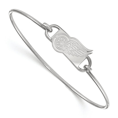 Sterling Silver Rhodium Plated Nhl Logoart Detroit Red Wings Small Center 7 Inch Wire Bangle