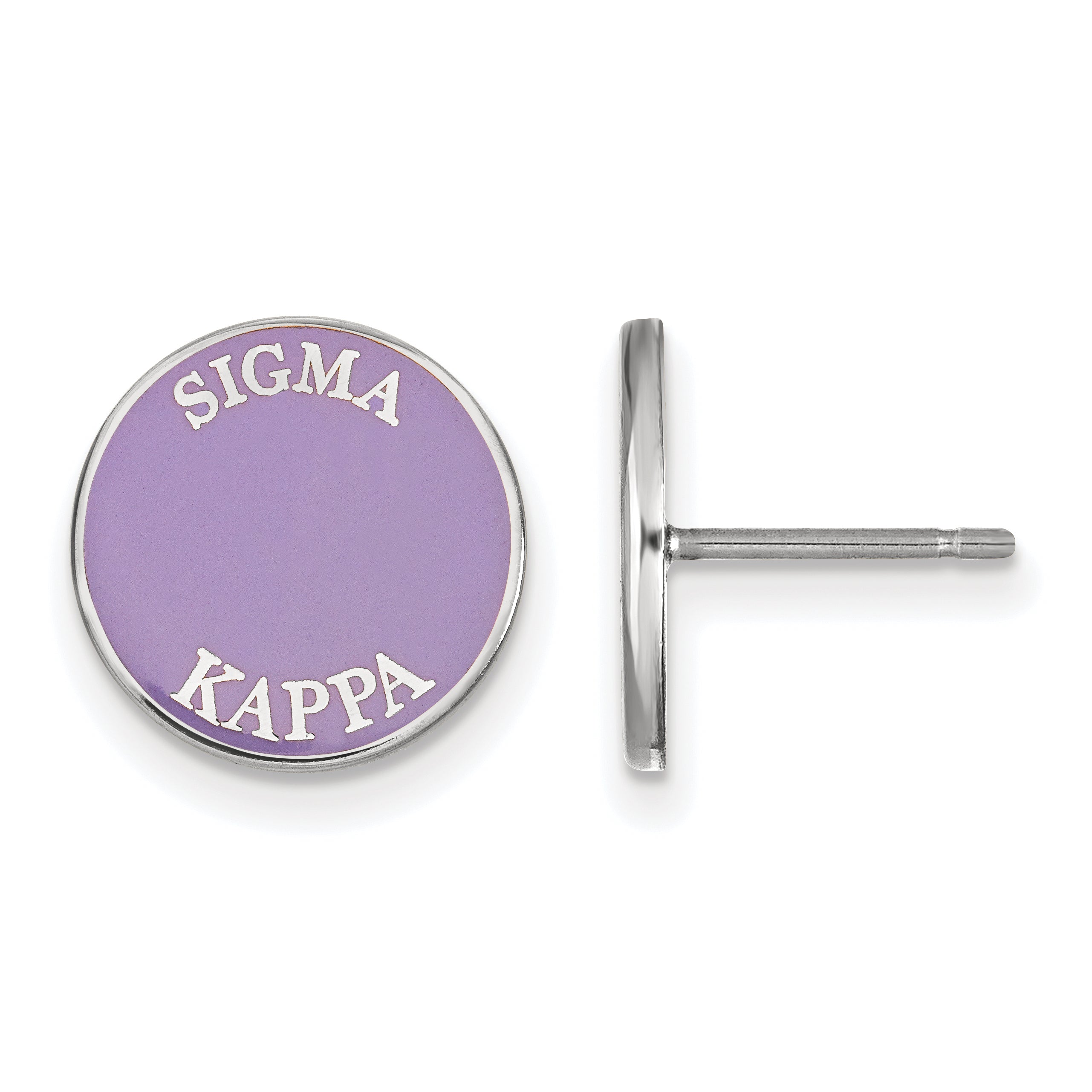 Sterling Silver Rhodium Plated Logoart Sigma Kappa Sorority Text Color Enamel Post Earrings
