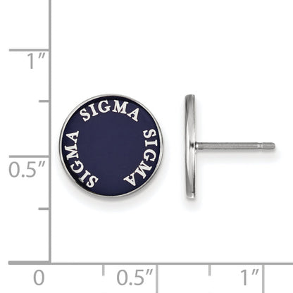 Sterling Silver Rhodium Plated Logoart Sigma Sorority Text Color Enamel Post Earrings
