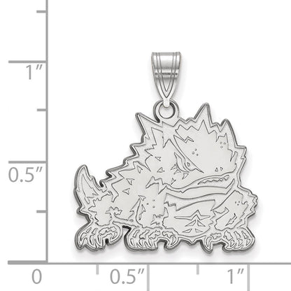 Sterling Silver Rhodium Plated Logoart Texas Christian University Horned Frog Large Pendant