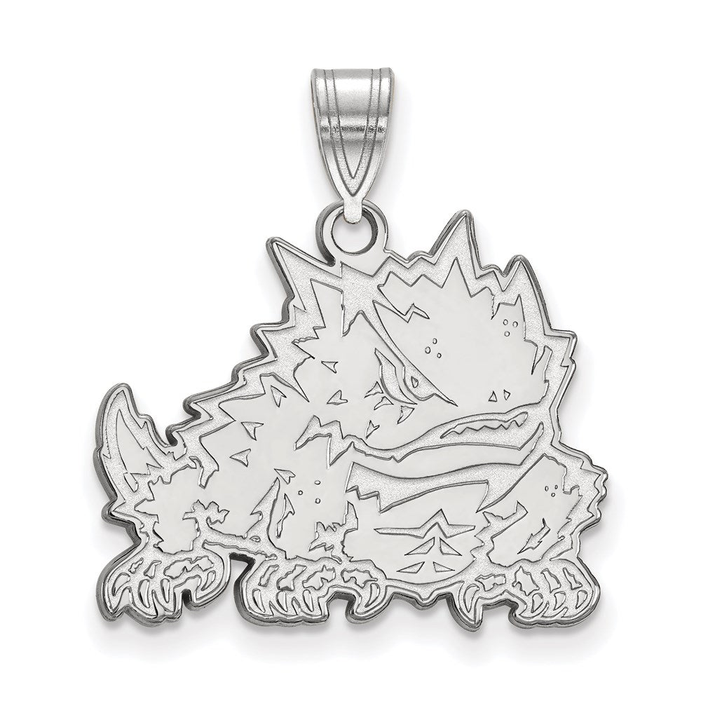 14K White Gold Logoart Texas Christian University Horned Frog Large Pendant