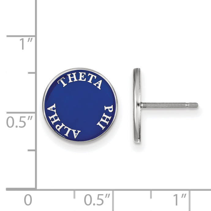 Sterling Silver Rhodium Plated Logoart Theta Phi Alpha Sorority Text Color Enamel Post Earrings