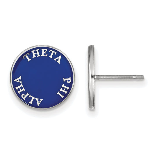 Sterling Silver Rhodium Plated Logoart Theta Phi Alpha Sorority Text Color Enamel Post Earrings