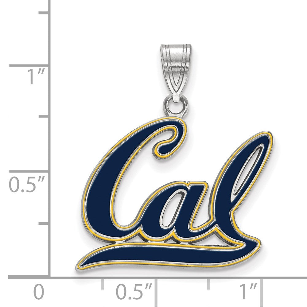 Sterling Silver Rhodium Plated Logoart University Of California Berkeley Large Enameled Pendant