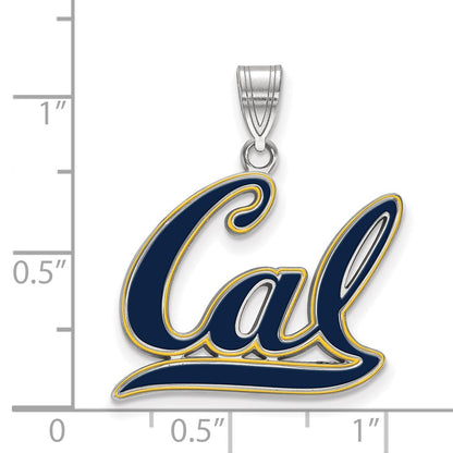 Sterling Silver Rhodium Plated Logoart University Of California Berkeley Large Enameled Pendant