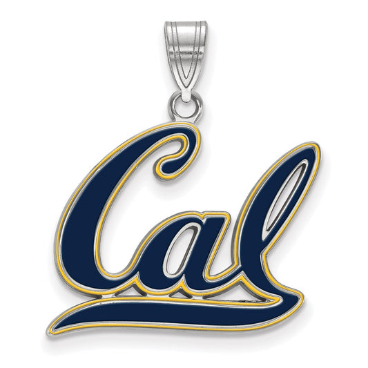 Sterling Silver Rhodium Plated Logoart University Of California Berkeley Large Enameled Pendant