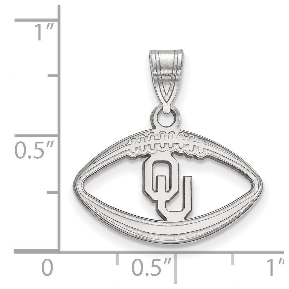 Sterling Silver Rhodium Plated Logoart University Of Oklahoma O U Football Pendant