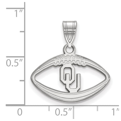 Sterling Silver Rhodium Plated Logoart University Of Oklahoma O U Football Pendant