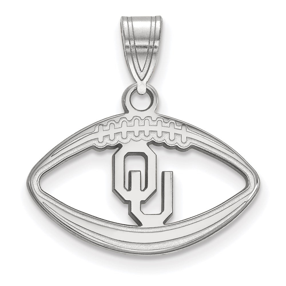 Sterling Silver Rhodium Plated Logoart University Of Oklahoma O U Football Pendant