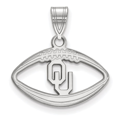 Sterling Silver Rhodium Plated Logoart University Of Oklahoma O U Football Pendant