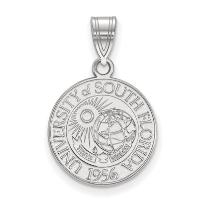 Sterling Silver Rhodium Plated Logoart University Of South Florida Medium Crest Pendant