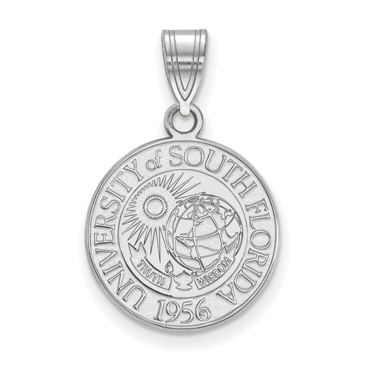 Sterling Silver Rhodium Plated Logoart University Of South Florida Medium Crest Pendant